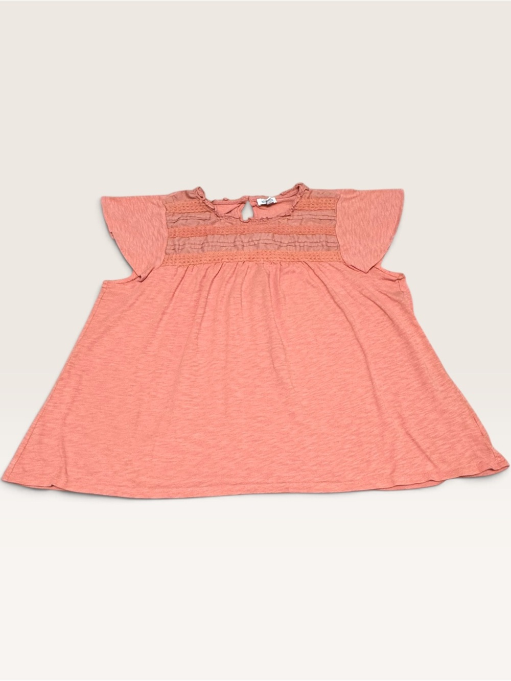 Ella Moss Coral Crochet Lace Flutter Sleeve Top XL Boho